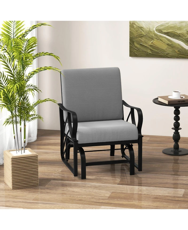 Gouun Cushioned Patio Glider Chair with Curved Armrests