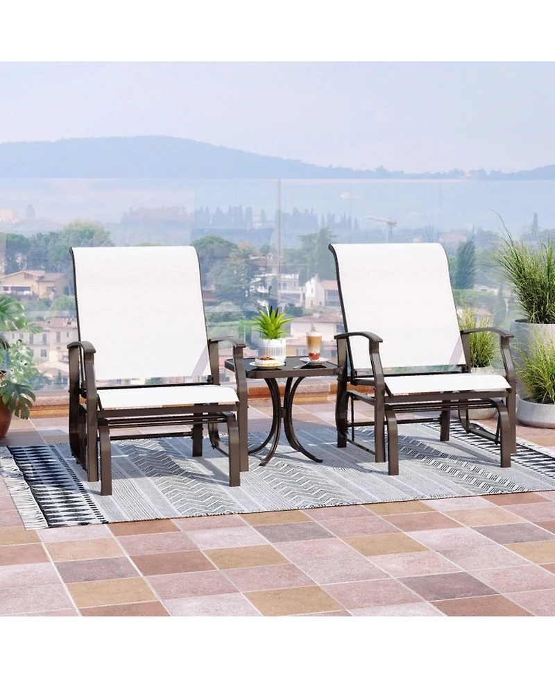 Gouun Outdoor Glider Patio Chairs Set of 2 with Ergonomic Backrest