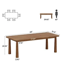 Tribesigns 63'' Solid Wood Dining Table for 4 to 6, Farmhouse Kitchen Table, Rectangular Wood Dinner Table