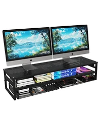 Gnuadz 2-Tier Metal Monitor Stand Riser with Usb 2.0, Dual Drawer Storage