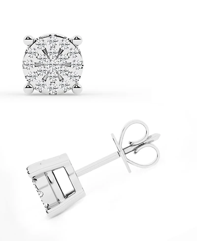 Diamond Cluster Stud Earrings in Sterling Silver (1/4 ct. t.w.)