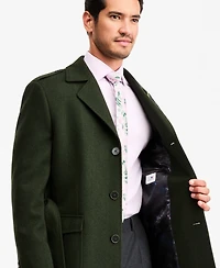 Tayion Collection Men's Classic-Fit Green Herringbone Overcoat