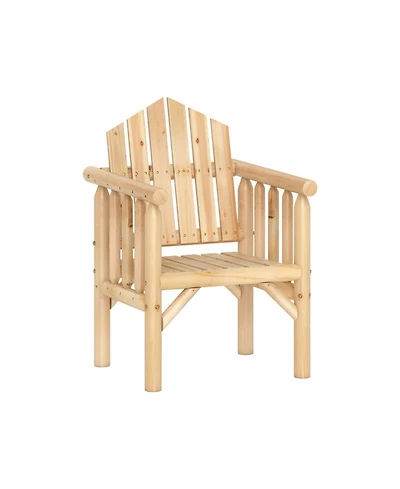 Gouun Outdoor Wood Armchair Patio Dining Chair with Wide Seat and Armrests