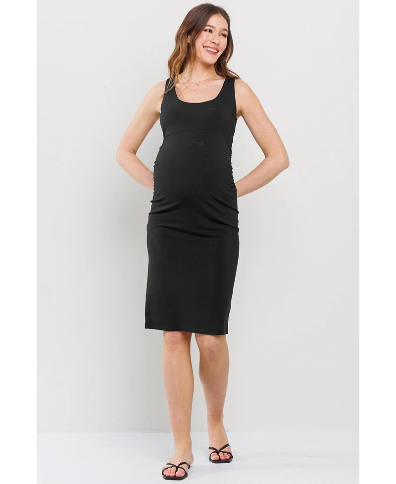 Hello Miz Maternity Bodycon Scoop Neck Sleeveless Knee Length Dress