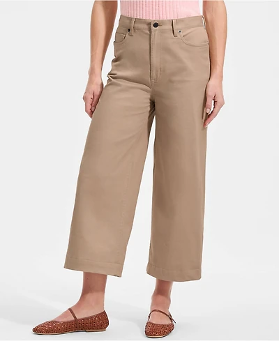 Lands' End Petite Knockabout Chino High Rise 5 Pocket Wide Leg Crop Pants