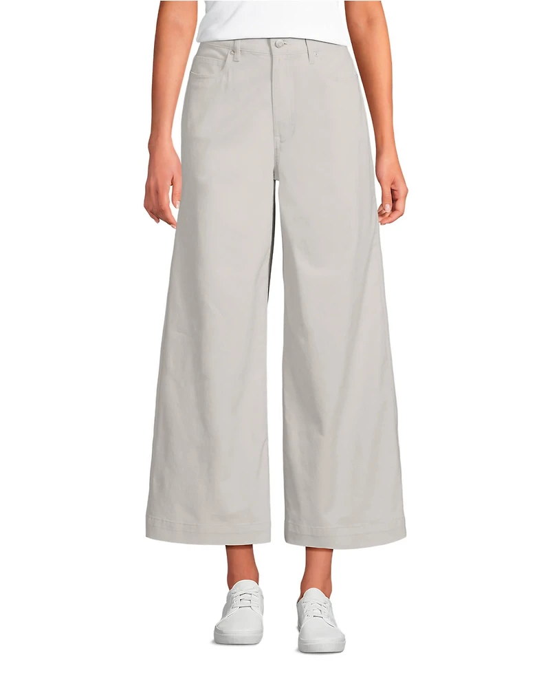 Lands' End Petite Knockabout Chino High Rise 5 Pocket Wide Leg Crop Pants