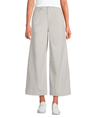Lands' End Petite Knockabout Chino High Rise 5 Pocket Wide Leg Crop Pants