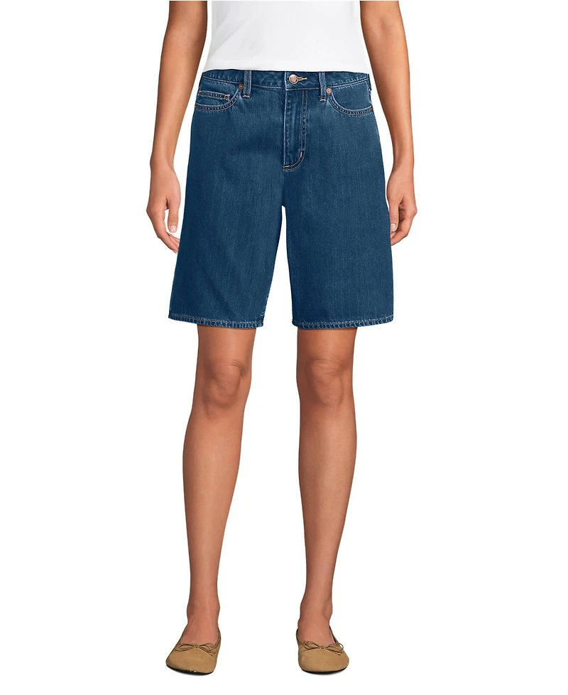 Lands' End Petite Lightweight Denim Mid Rise 10" Shorts