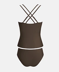 Cupshe Women's Plunge Cross Back Tankini Set