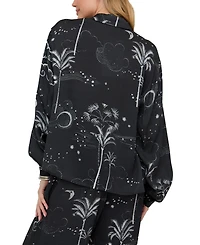 Raffya Women's Palm Button Down Print Shirt