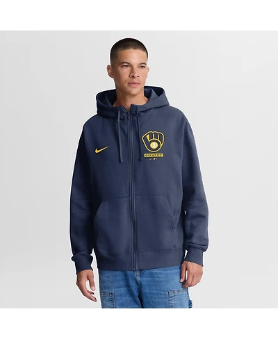 Nike Men's Navy Milwaukee Brewers Primetime Lockup Full-Zip Hoodie