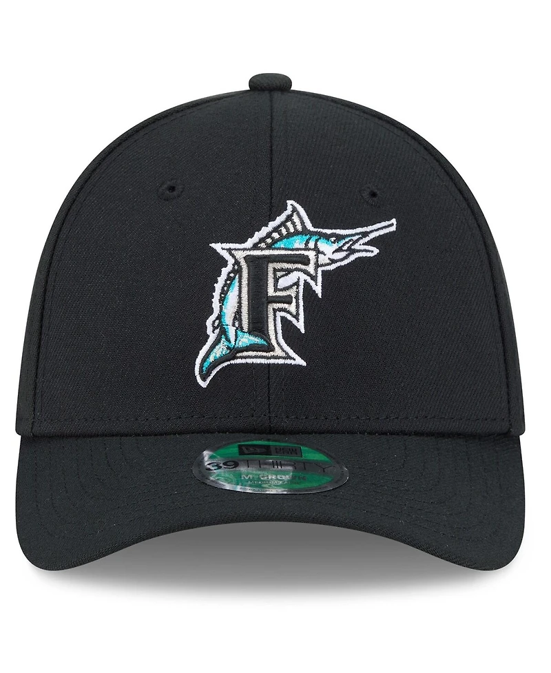 New Era Men's Black Florida Marlins Player Replica 39THIRTY M-Crown Flex Hat