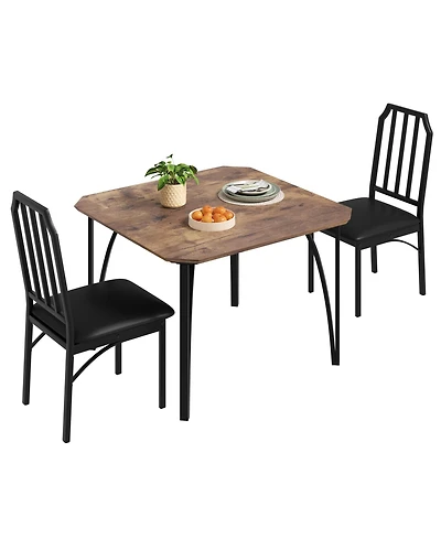 gaomon 3-Piece 2-Person Modern Dining Table Set with Pu Chairs