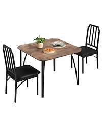 gaomon 3-Piece 2-Person Modern Dining Table Set with Pu Chairs