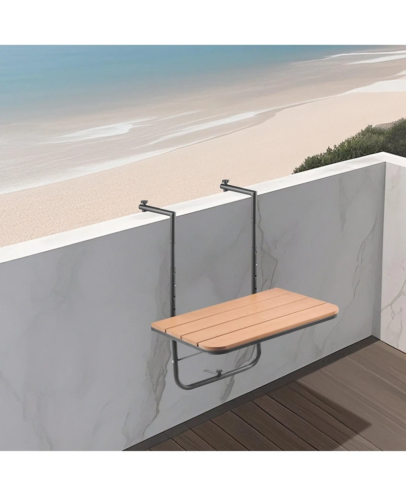 Gouun Adjustable Folding Balcony Hanging Table for Railings Patio Bar Table