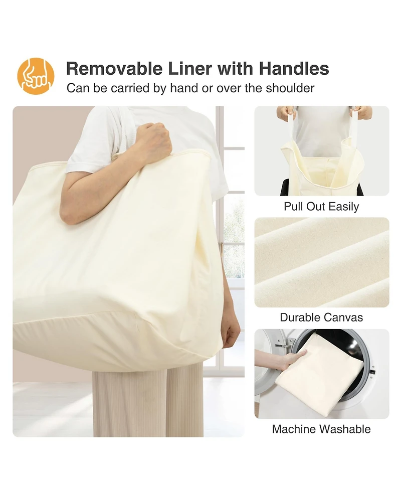 Yigii 2-Tier Rolling Laundry Hamper with Lockable Wheels Removable Canvas Bag 29-Gallon Capacity Heavy Duty