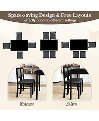 Gouun 5-Piece Dining Set with Rubber Wood Legs and 4 Pvc Leather Chairs