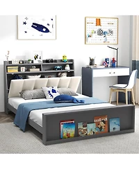 Gouun Full Linen Upholstered Platform Bed Frame with Storage Drawers and Headboard