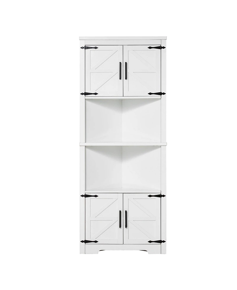 Gouun 68 in Corner Storage Cabinet with Doors and Adjustable Shelves