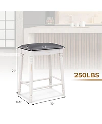 Gymax 24'' Bar Stool Set of 2 with Padded Seat Cushions Rubber Wood Legs Upholstered