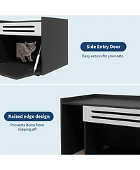 gaomon Cat Litter Box Enclosure with Ventilated Panel Hidden Litter Box Furniture with Drop Down Door, Indoor Cat House