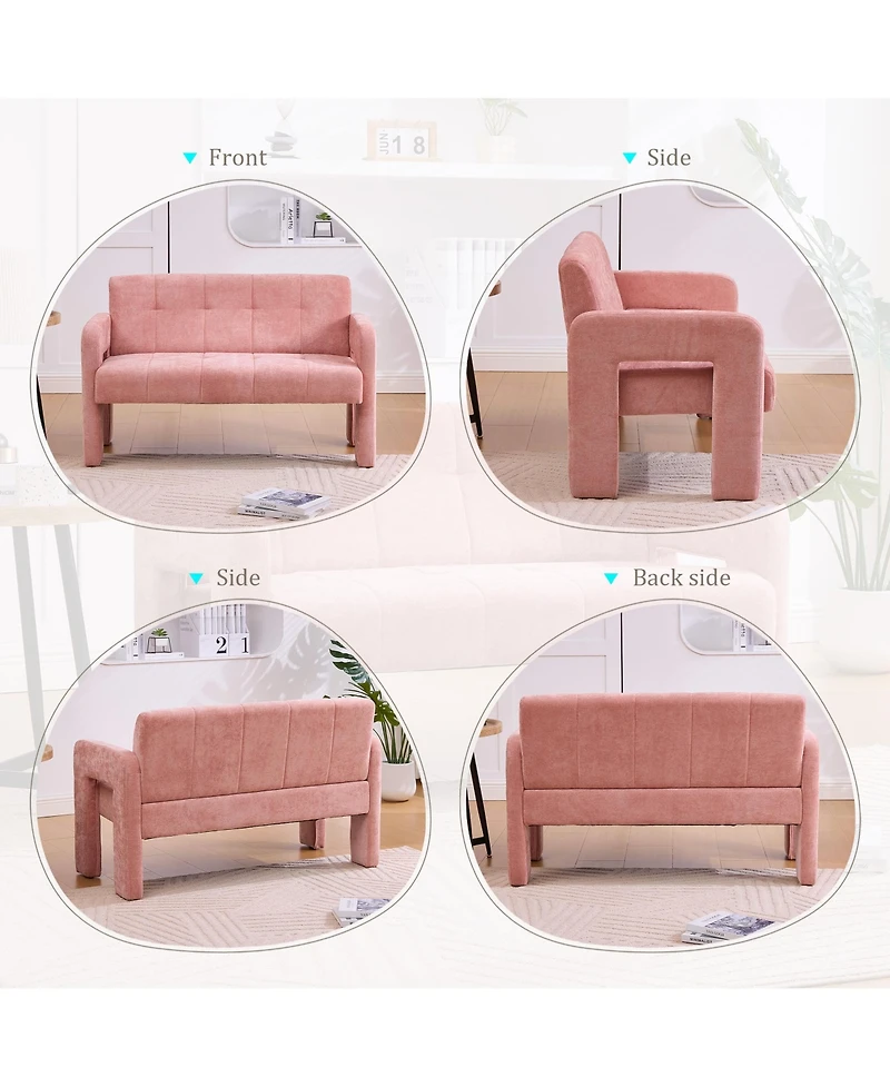 Rainsken 47 Inch Compact Loveseat Sofa, Chenille Fabric 2 Seater Couch with Deep Cushion and Dual Armrests, Upholstered Small Sofa for Living Room