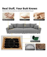 Rainsken 82.7" Corduroy 3-Seater Sofa, Convertible Deep Seat Lounge Couch, Modern Plush Upholstered Sofa with Soft Pillows for Living Room Decor