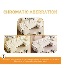 Rainsken 109.5" U-Shaped Sleeper Sofa, Oversized Modular Sectional Couch with Pull Out Bed, Removable Armrests and Usb Ports for Living Room