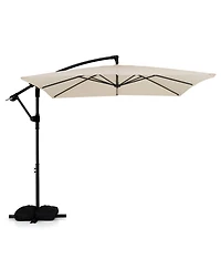 Slickblue Solar-Powered Offset Hanging Umbrella with 40 Led Lights for Patio
