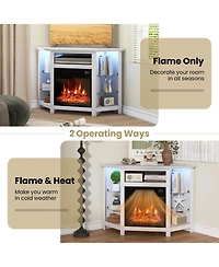 Gouun Corner Electric Fireplace Tv Stand with Led Lights and Smart App Control