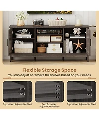 Gouun 54 in Farmhouse Entertainment Center with Barn Doors and Adjustable Shelving