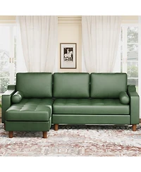 gaomon L-shape sectional sofa with convertible chaise, deep seat design, modern mid-century style, comfy 3-seat leather couch for living rooms.