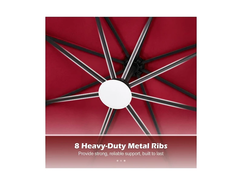 Slickblue Outdoor Cantilever Patio Umbrella with Solar Led Lights, Hanging Design