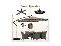 Slickblue Outdoor Cantilever Patio Umbrella with Solar Led Lights, Hanging Design