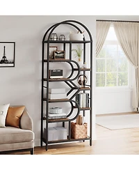gaomon 6-Tier Modern Tall Bookcase with Arched Design, 82" Geometric Open Display Rack with Open Storage Shelf