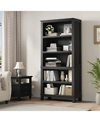 gaomon 71 in Tall Bookcase with Adjustable Shelves Tier Farmhouse Bookshelf with Wooden Legs