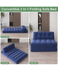 gaomon Folding Sofa Bed, Floor Couch with Pillow, Futon Bed Convertible Sleeper Chair Foldable Mattress Back Support