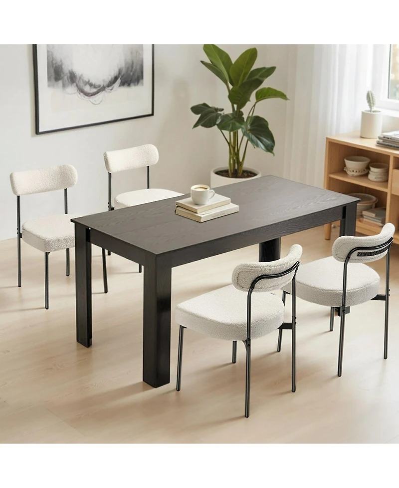 Gouun Set of 4 Upholstered Boucle Patio Dining Chairs with Curved Backrest and Metal Legs