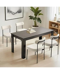 Gouun Set of 4 Upholstered Boucle Patio Dining Chairs with Curved Backrest and Metal Legs