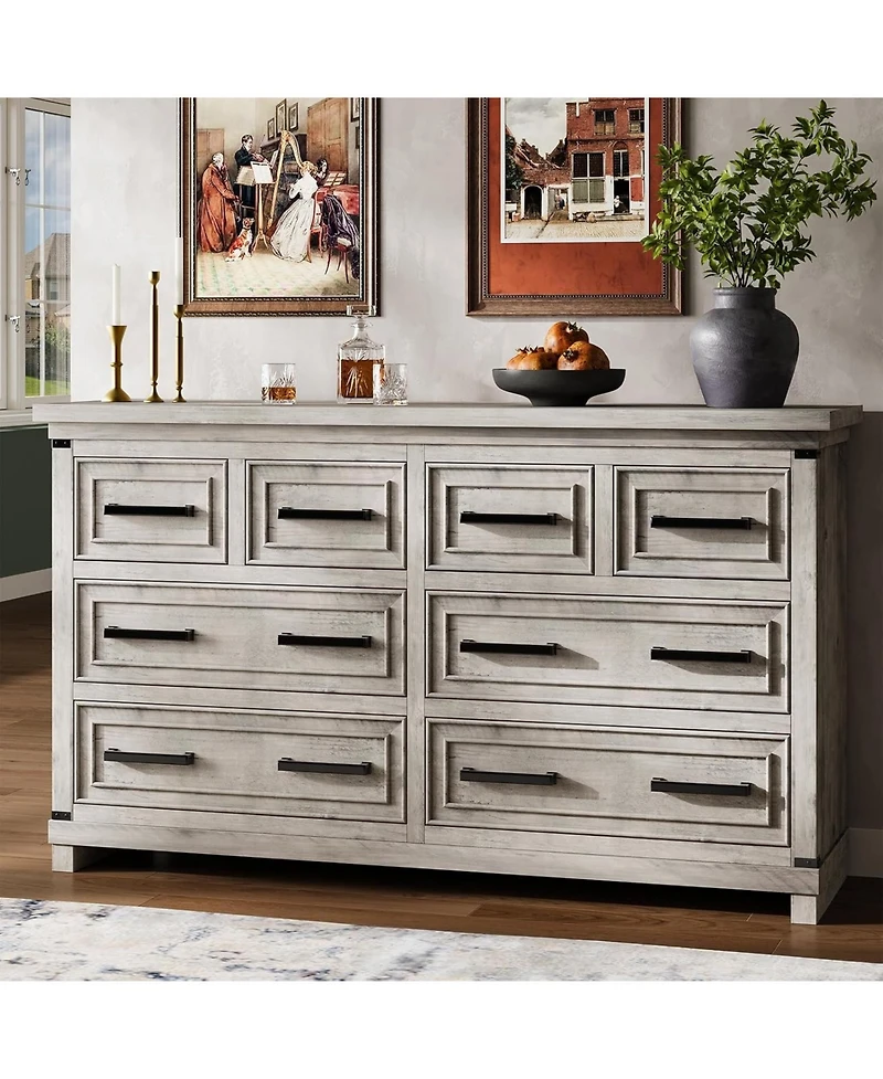 gaomon 55 Inch Tv Stand with Wood Drawers, Farmhouse Entertainment Center for Living Room, Media Console Cabinet