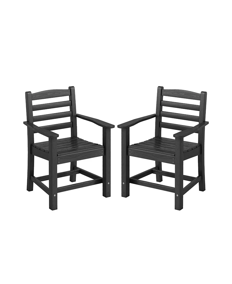 Gouun Set of 2 Hdpe All-Weather Patio Dining Chairs with Wide Armrests