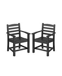 Gouun Set of 2 Hdpe All-Weather Patio Dining Chairs with Wide Armrests