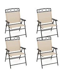 Gouun Set of 4 Folding Patio Dining Chairs with Armrests and Inclined Backrest