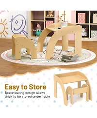 Gouun Kids Table and Chair Set with Wide Tabletop and Curved Edges