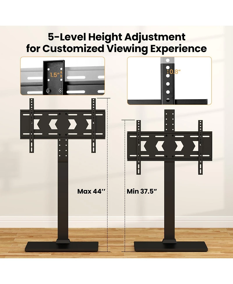 Gouun Height-Adjustable Floor Tv Stand with Swivel Mount for 32-70 Inch TVs