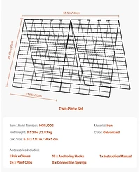 Sugift Cucumber Trellis, 35" x 55", Foldable with Plant Clips, Metal Garden Support