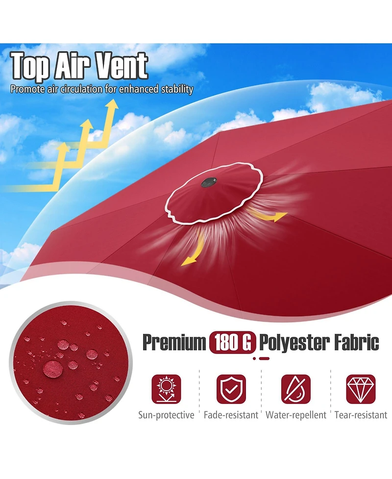 Sugift 10 ft Patio Market Umbrella with Crank and Tilt Adjustment