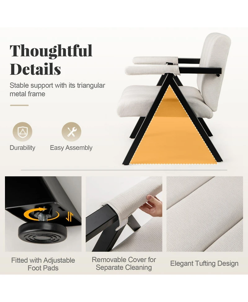 Gouun Oversized Accent Chair with Ergonomic Backrest and Metal Frame