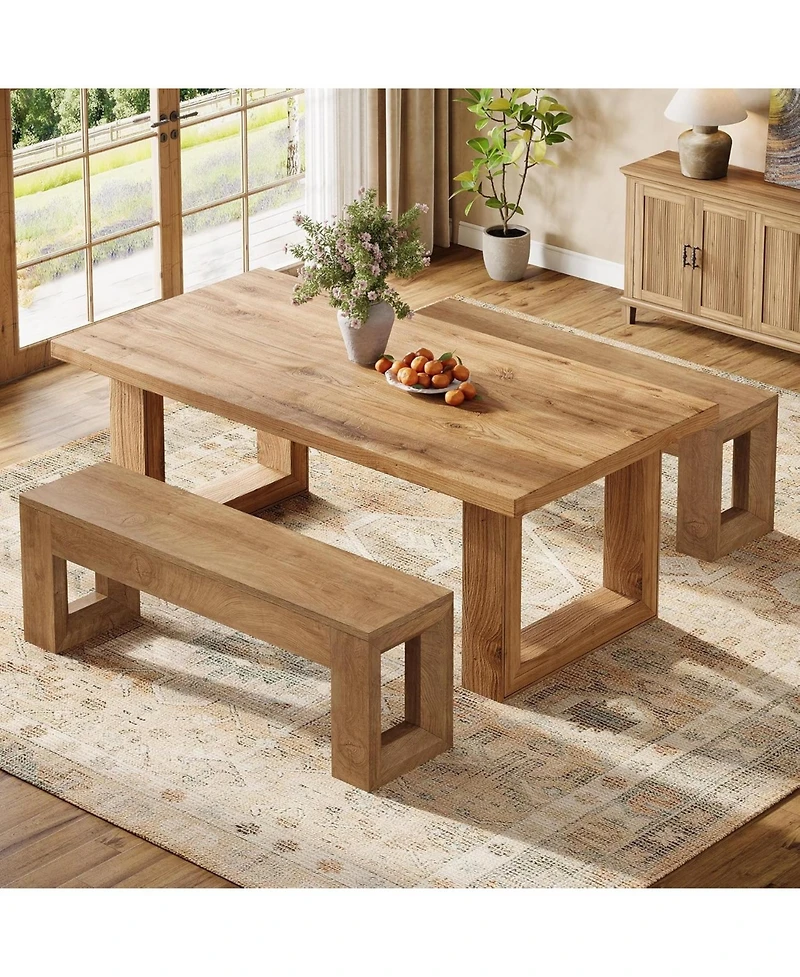 Tribesigns 47" Entryway Bench, Farmhouse Long Bench Seat for Dining Room, Living Room, Entryway, Hallway