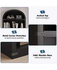 gaomon 71.65" Tall Farmhouse 5-Tier Arched Wooden Bookcase, Display Storage for Home Office